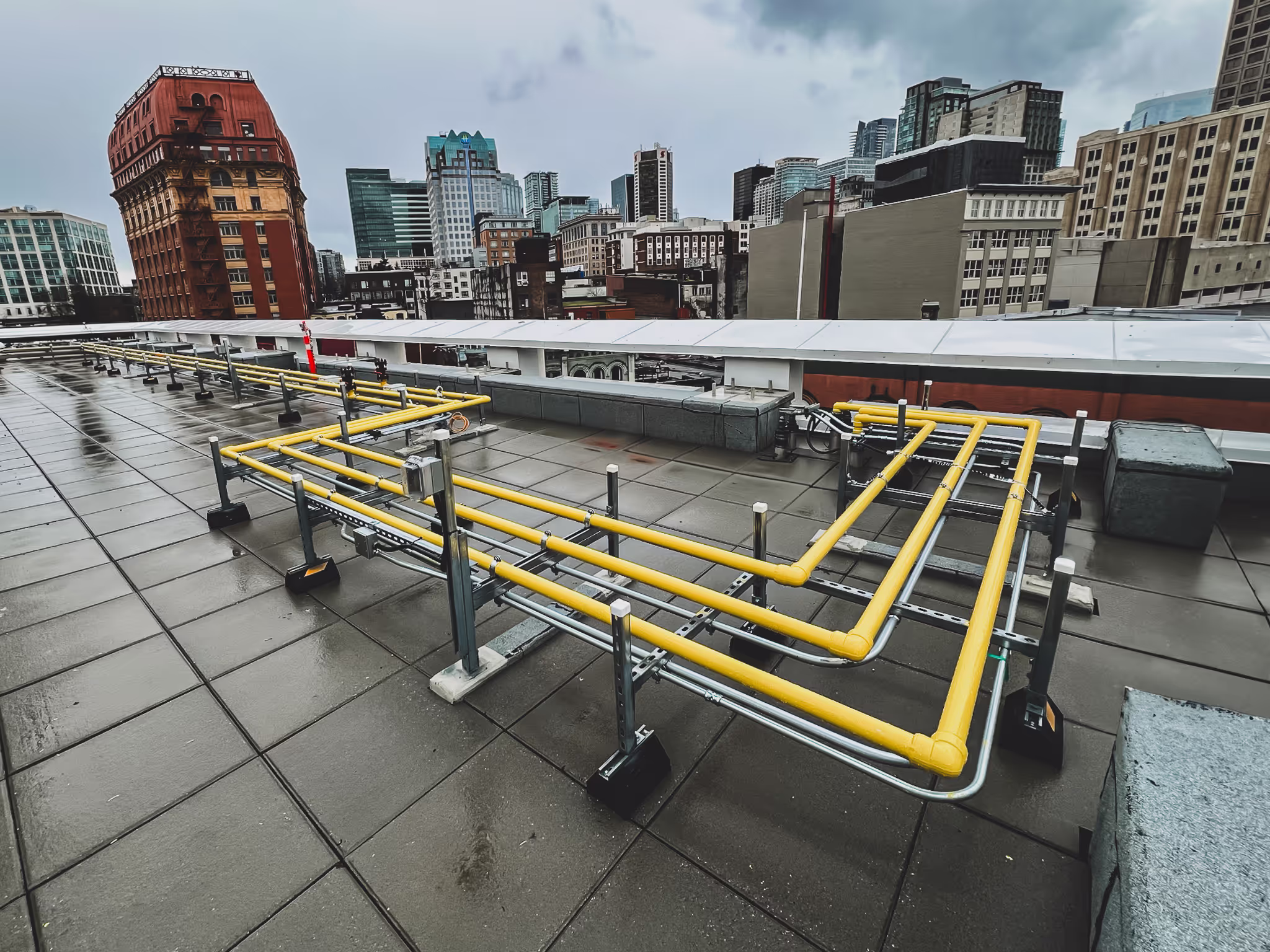 Rooftop infrastructure at a data centre retrofit in British Columbia