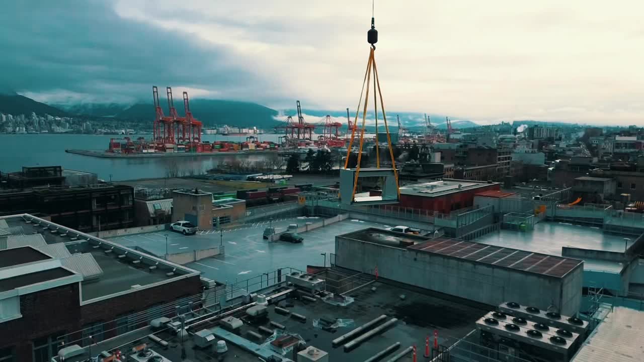Construction crane above downtown Vancouver